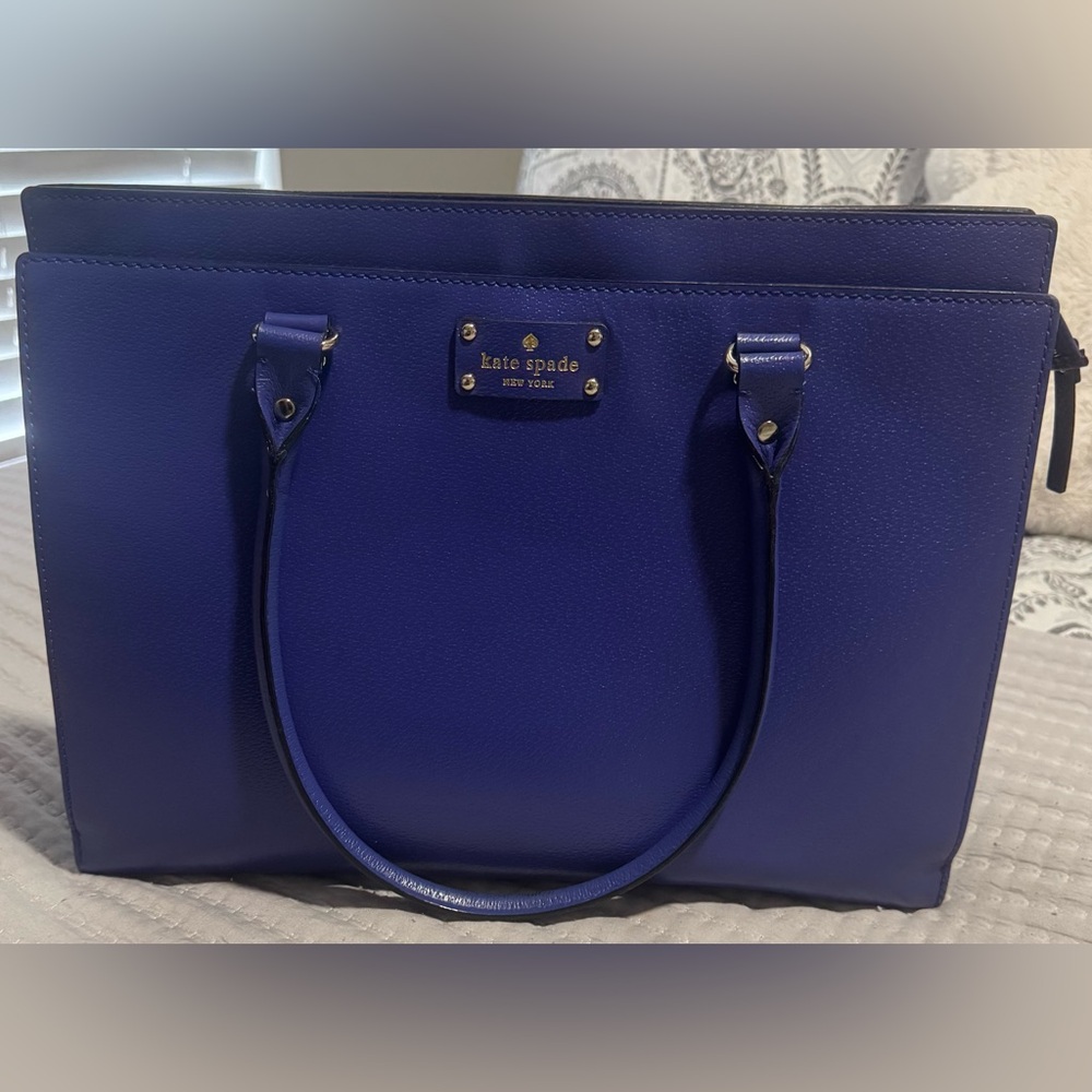 Kate Spade Wellesley Durham Satchel Blue Leather Purse Handbag Cute Bag XL